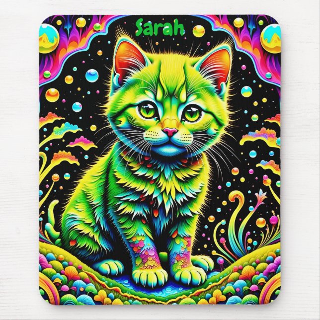 SARAH ~ PSYCHEDELIC Cat ~ Wow! ~ Mousepad (Vorne)