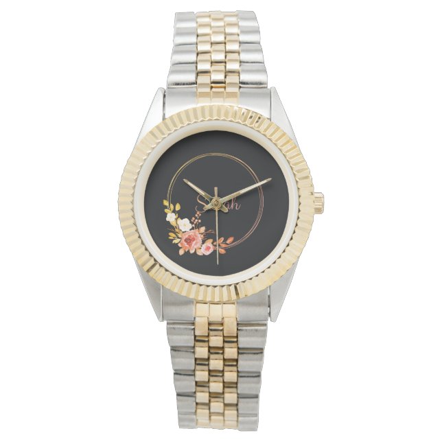 Sarah-Rose Gold Aquarellrahmen Armbanduhr (Vorderseite)