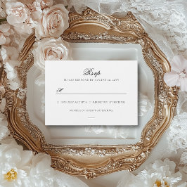 Sarah Simple Elegant Black & White Wedding RSVP Karte