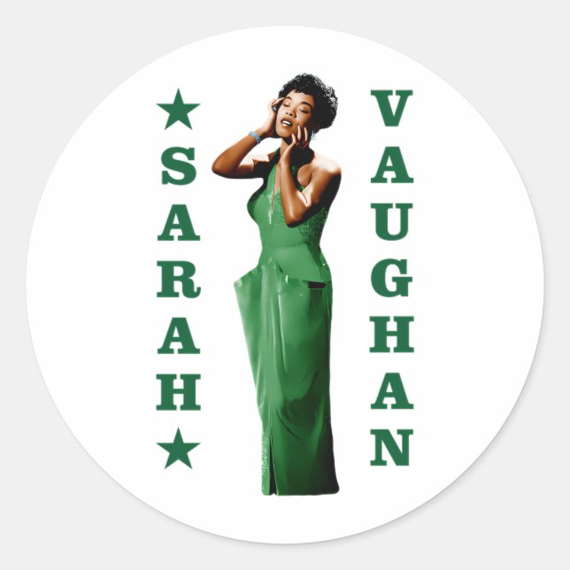 Sarah Vaughan Runder Aufkleber (Vorderseite)