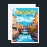 Sarajevo Bosnien Vintage Reise Illustration Postkarte<br><div class="desc">Sarajevo Bosnien-Herzegowina - Vintage-Reise-Ort-Abbildung</div>