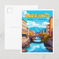 Sarajevo Bosnien Vintage Reise Illustration