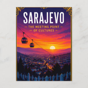 🌅 Sarajevo Sonnenuntergang Skyline Reise Erinneru Postkarte