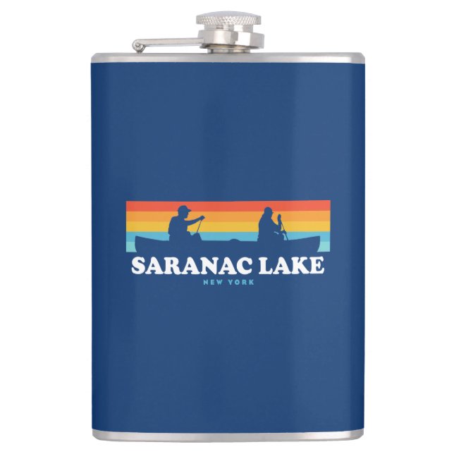 Saranac Lake New York Canoe Flachmann (Vorderseite)