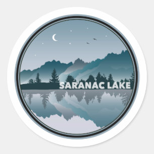 Saranac Lake New York Reflection Runder Aufkleber