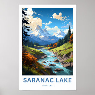 Saranac Lake New York Travel Print Poster