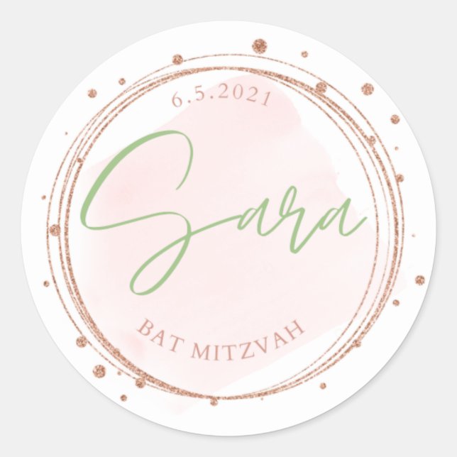 Saras Bat Mitzvah-Aufkleber Runder Aufkleber (Vorderseite)