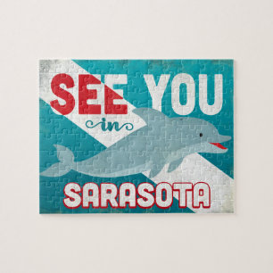 Sarasota Dolphin - Retro Vintage Travel