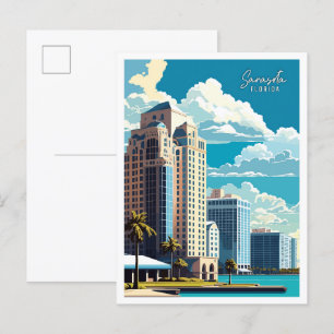 Sarasota Florida Kunst Vintage-Reiseillustration Postkarte