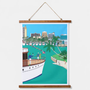 Sarasota Florida Marina Wandteppich Mit Holzrahmen