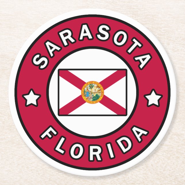 Sarasota Florida Runder Pappuntersetzer (Vorderseite)