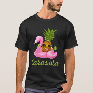 Sarasota Florida Strand Tropisch Flamingo Ananas T-Shirt