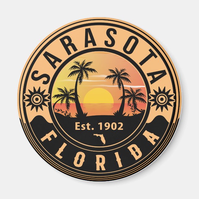 Sarasota Florida Tropisches Retro Souvenirs Magnet (Vorne)