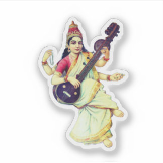 Saraswati, Hindu Goddess Aufkleber