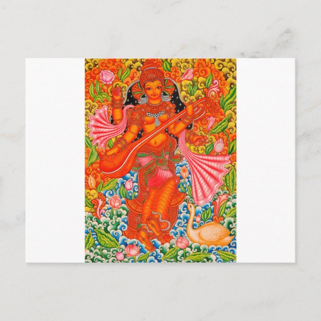 SARASWATI HINDU GODESS OF LEARNING TANJORE POSTKARTE (Vorderseite)