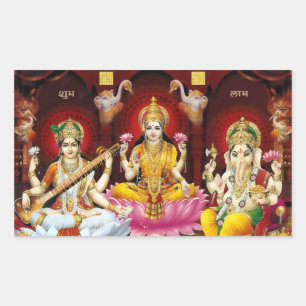 Saraswati, Lakshmi u. Ganesha Aufkleber