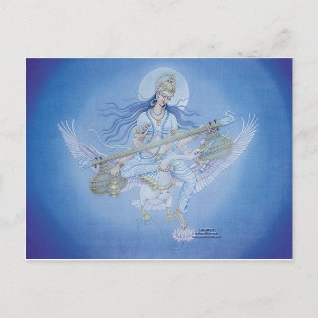 Saraswati Postkarte (Vorderseite)