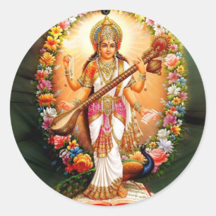 Saraswati Runder Aufkleber