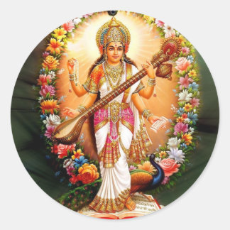Saraswati Runder Aufkleber