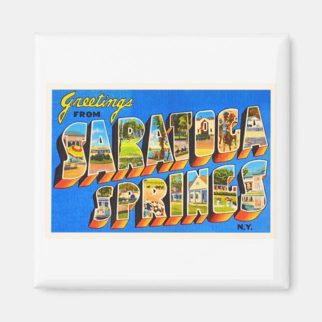Saratoga Springs New York NY Old Travel Souvenir Magnet (Vorne)