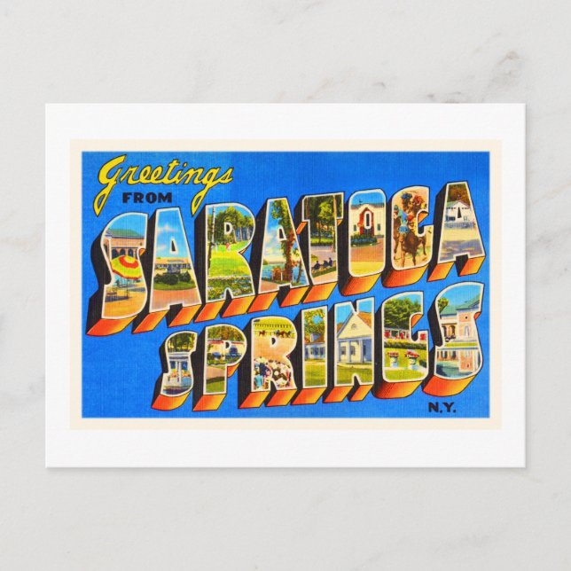 Saratoga Springs New York NY Old Travel Souvenir Postkarte (Vorderseite)