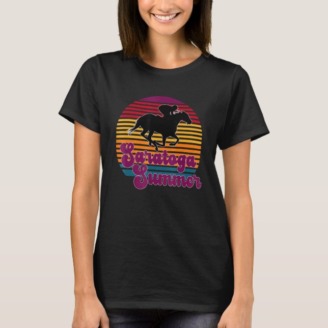 Saratoga Springs New York Summer Sunset Horse Raci T-Shirt (Vorderseite)