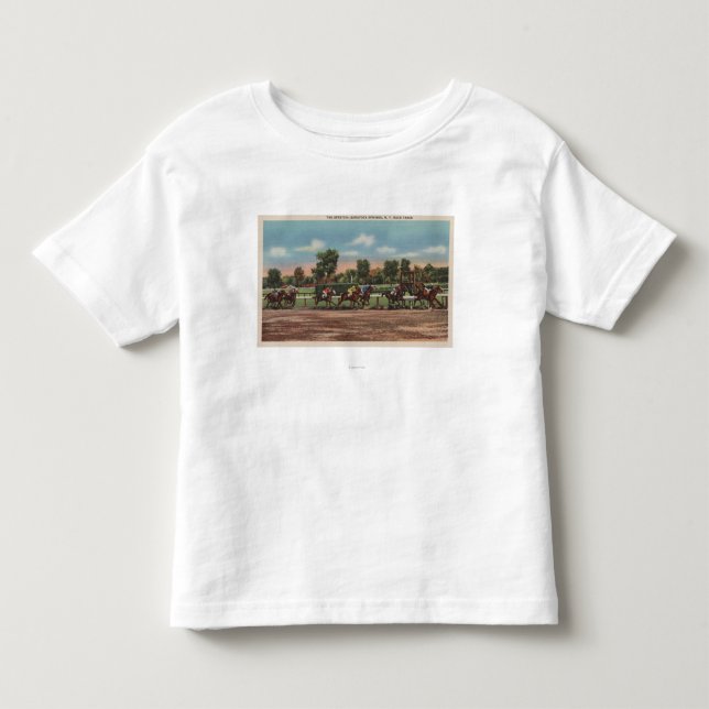 Saratoga Springs, NY - Pferderennen-Bahn-Szene Kleinkind T-shirt (Vorderseite)