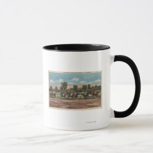 Saratoga Springs, NY - Pferderennen-Bahn-Szene Tasse