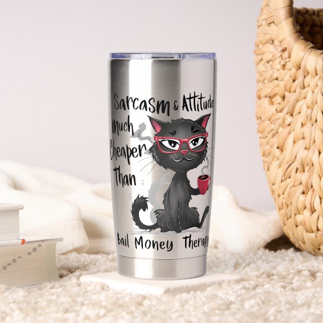 Sarcasm & Attitude Funny Cat Lover Gift  Thermobecher (Wohnzimmer (gedreht))