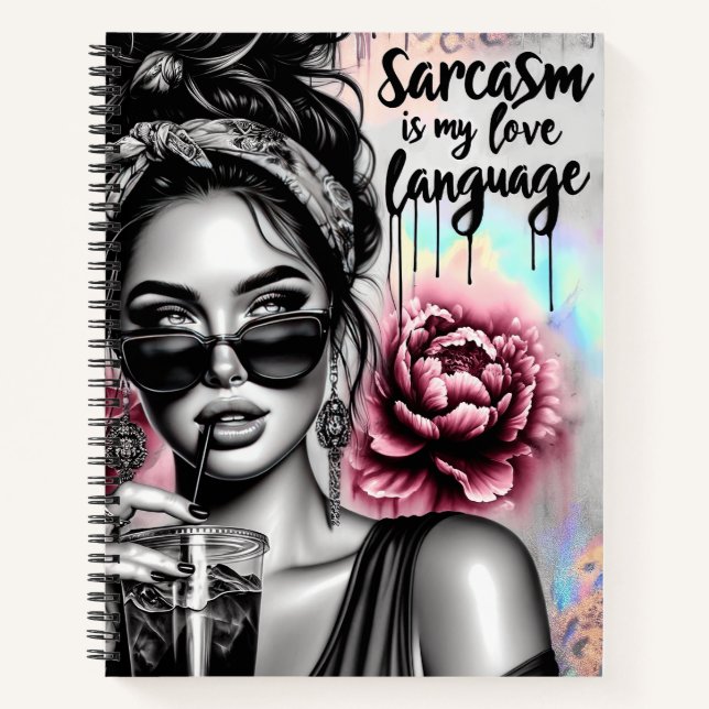 Sarcasm ist meine Liebe, die eine komische Frau is Notizbuch (Vorderseite)