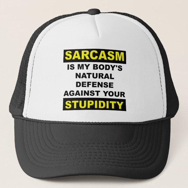 Sarcasm Stupidity Defense Cap Hat Funny Truckerkappe (Vorderseite)