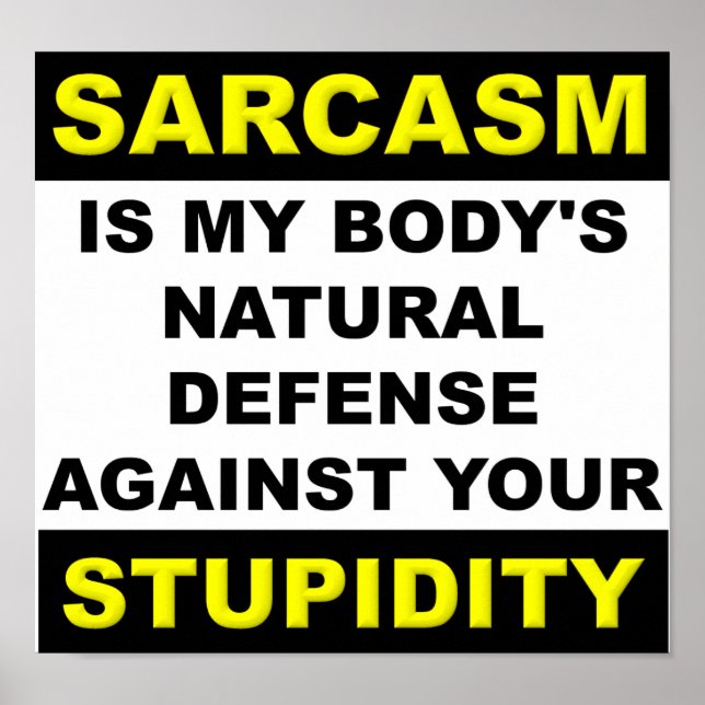 Sarcasm Stupidity Defense Poster Sign Funny (Vorne)