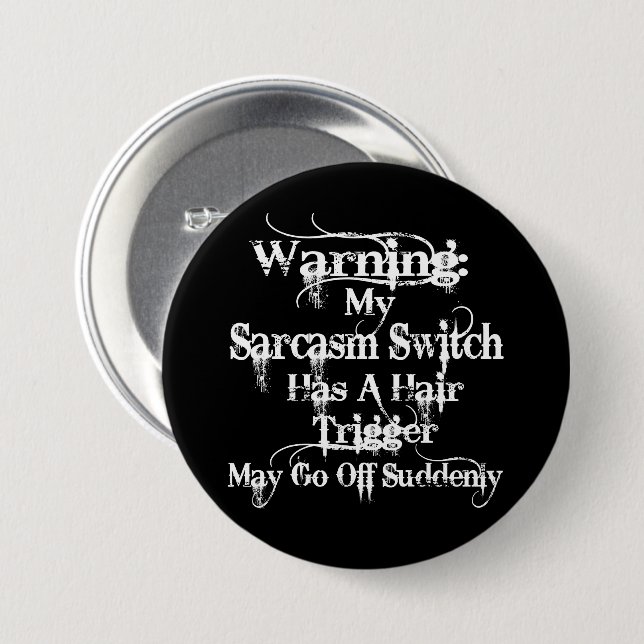 Sarcasm Warning Spaß Button (Vorne & Hinten)