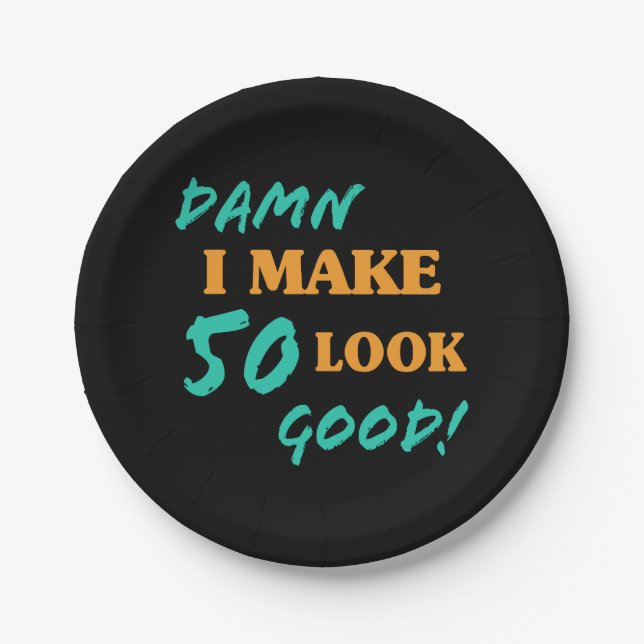 Sarcastic 50. Geburtstagsstatthöhe Pappteller (Vorderseite)