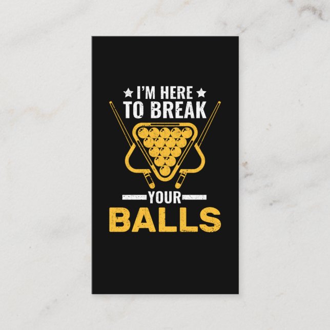 Sarcastic Billard Joke Pool Player Visitenkarte (Vorderseite)