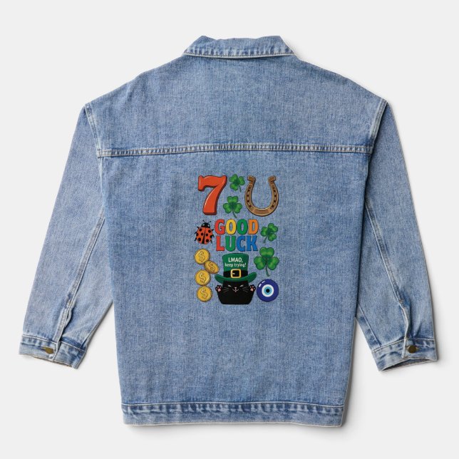 Sarcastic black cat  and Lucky charms Jeansjacke (Rückseite)