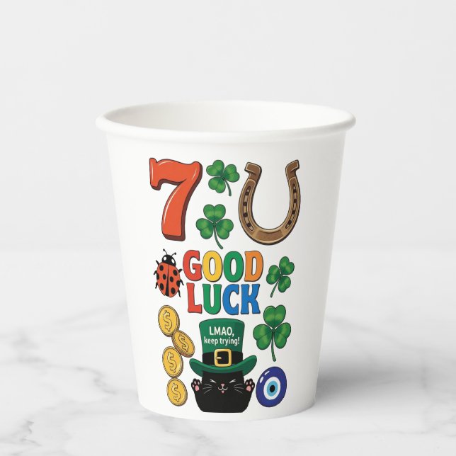 Sarcastic black cat  and Lucky charms Pappbecher (Vorderseite)