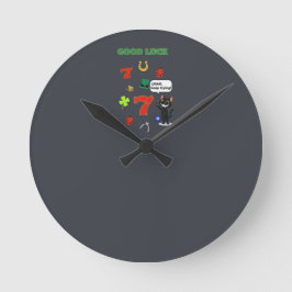 Sarcastic black cat  and Lucky charms Runde Wanduhr