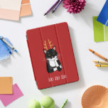 Sarcastic Christmas Cat Spaß iPad Pro Cover<br><div class="desc">Eine sarkastische,  verärgerte und unbegeisterte schwarz-weiße Tuxedokatze mit Weihnachtsliedern. Ho ho,  etc. Ändern oder entfernen Sie den zu anpassenden Text.</div>