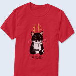 Sarcastic Christmas Cat T-Shirt<br><div class="desc">Eine sarkastische, verärgerte und unbegeisterte schwarz-weiße Tuxedokatze mit Weihnachtsliedern. Ho ho, und all das. Ändern oder entfernen Sie den zu anpassenden Text.</div>