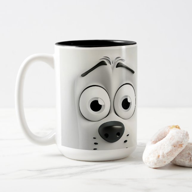 Sarcastic Dog Face für alle Liebhaber von Haustier Zweifarbige Tasse (Mit Donut)