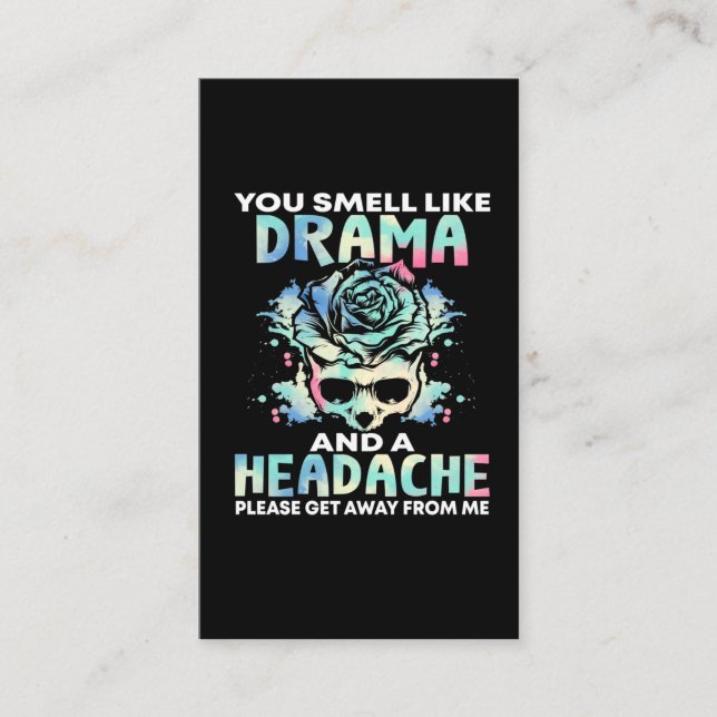 Sarcastic Drama Kopfschmerzen Blume Schädelrutsche Visitenkarte (Vorderseite)