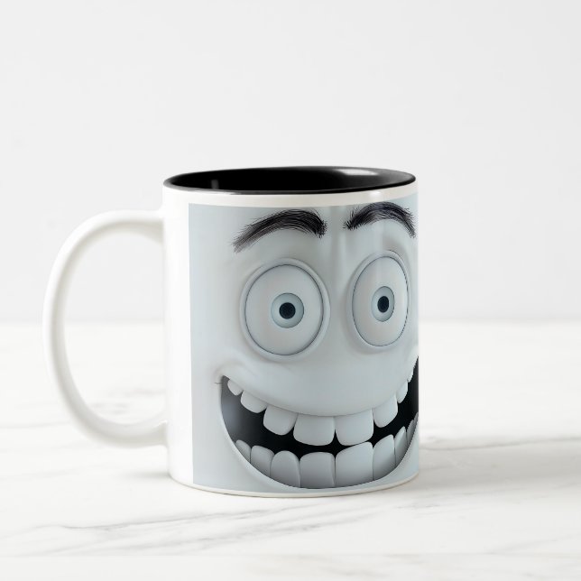 Sarcastic Face 3D Zweifarbige Tasse (Links)