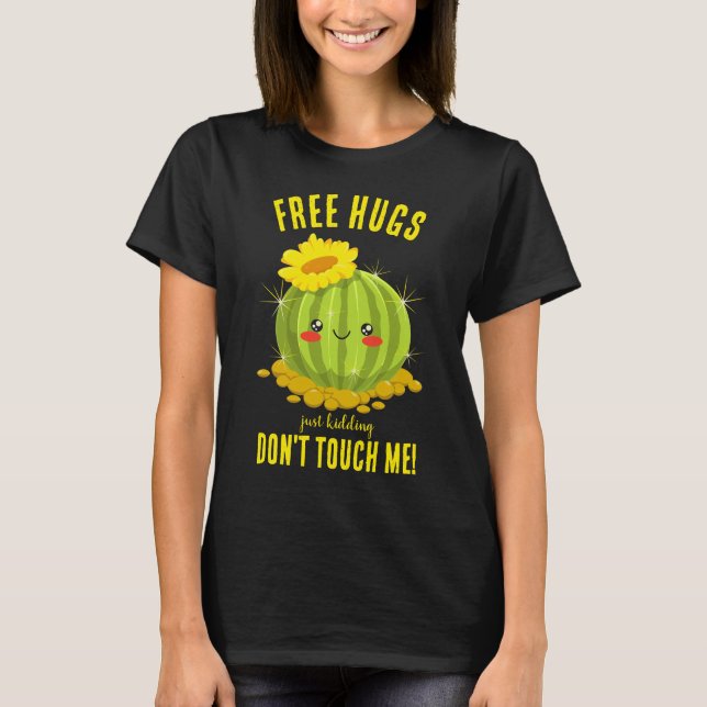 Sarcastic Free umarmt Niedlichen Cactus Spaß T-Shirt (Vorderseite)