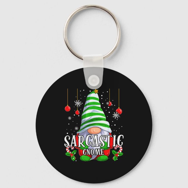 Sarcastic Gnome Christmas Pajamas Matching Family  Schlüsselanhänger (Vorderseite)