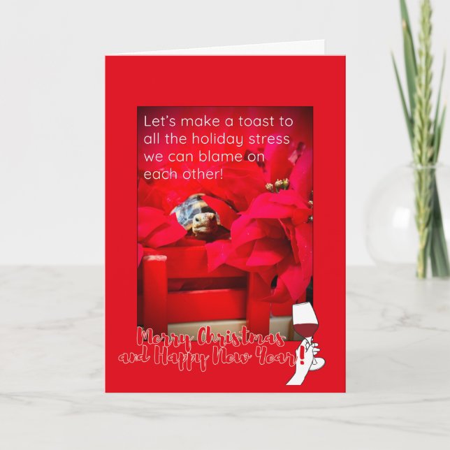Sarcastic Holiday Stress und WEIN Weihnachtsangebo Karte (Vorderseite)