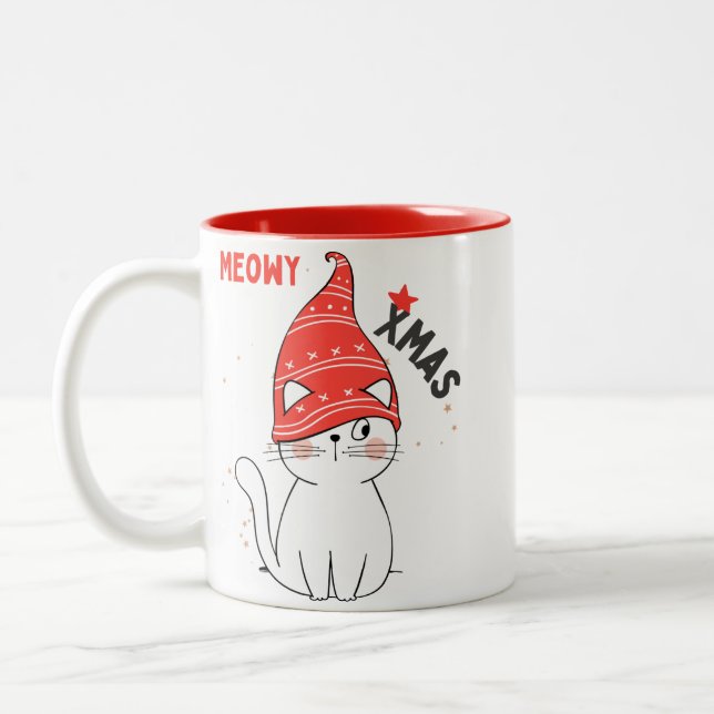 Sarcastic Meowy Xmas Cat Tasse (Links)