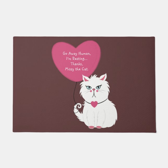 Sarcastic Moody White Cat Funny Custom weg Fußmatte (Vorderseite)