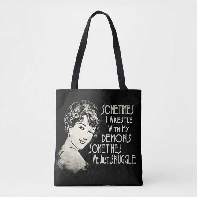 Sarcastic Phrase Womens Meme Manchmal kämpfe ich  Tasche (Vorderseite)