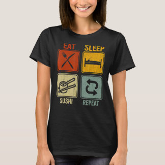 Sarcastic Retro für Koch essen Schlaf Sushi Wieder T-Shirt
